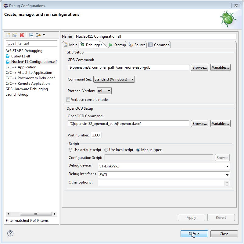 Manual Debugger Interface Specification