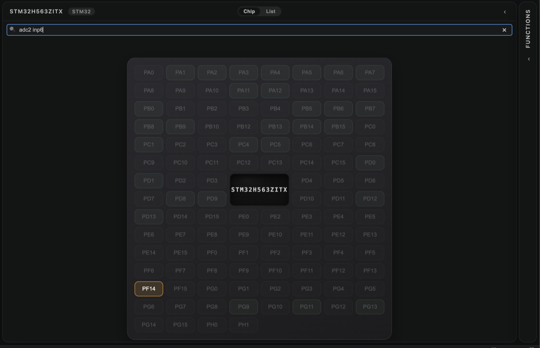 Candidate ADC input pad highlighted