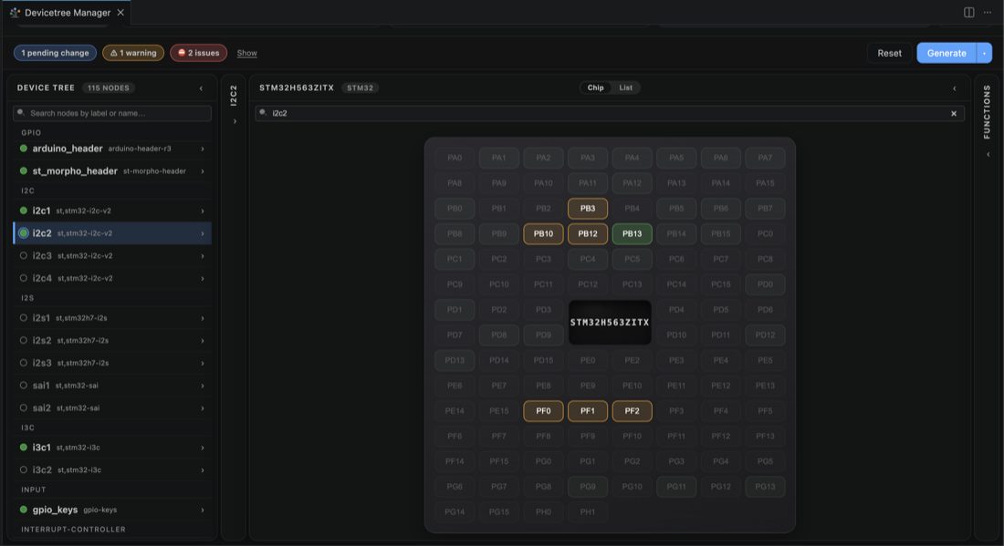 Candidate pads highlighted on the chip